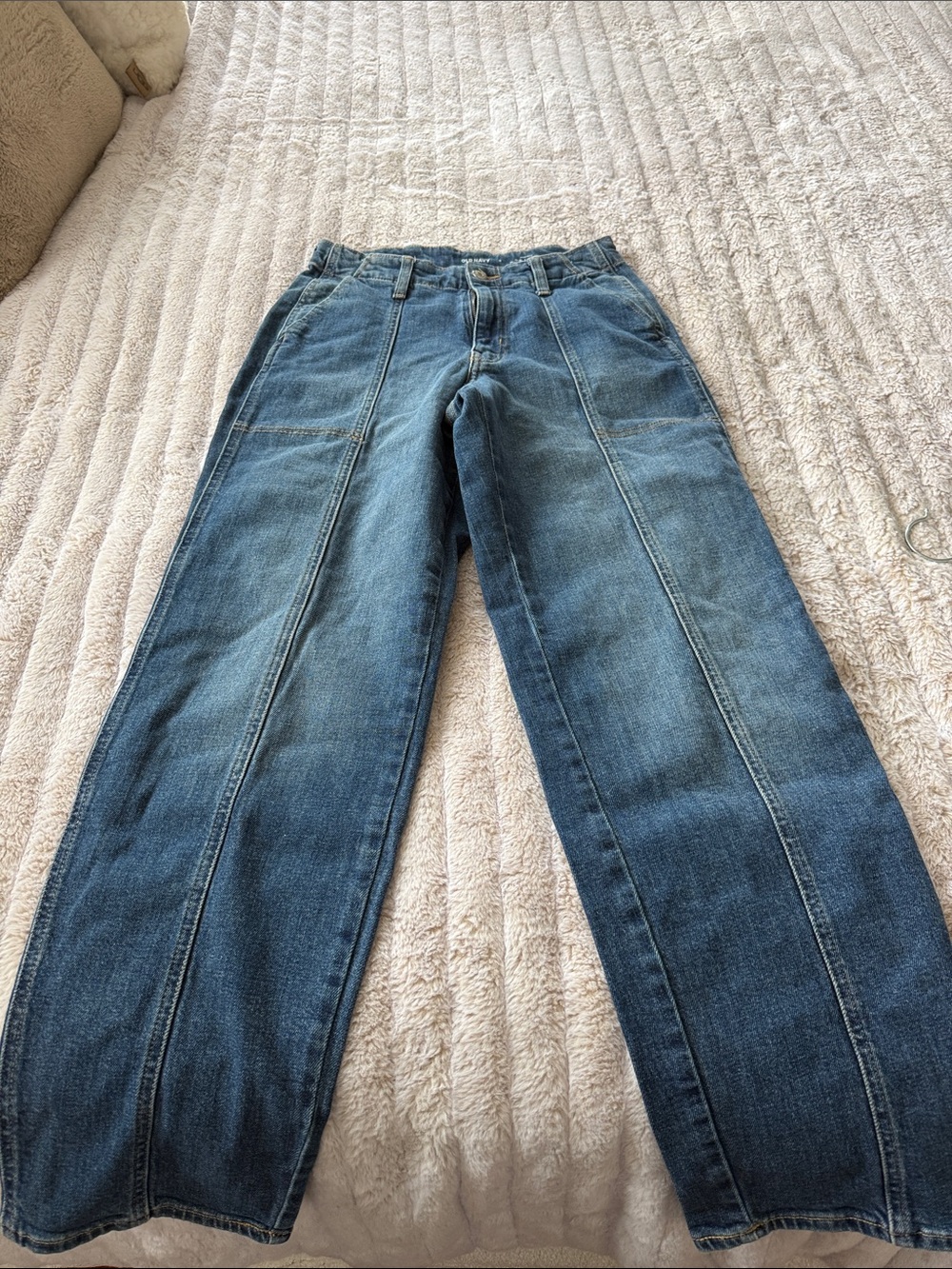 Womens Straight Leg Denim Jeans - Blue